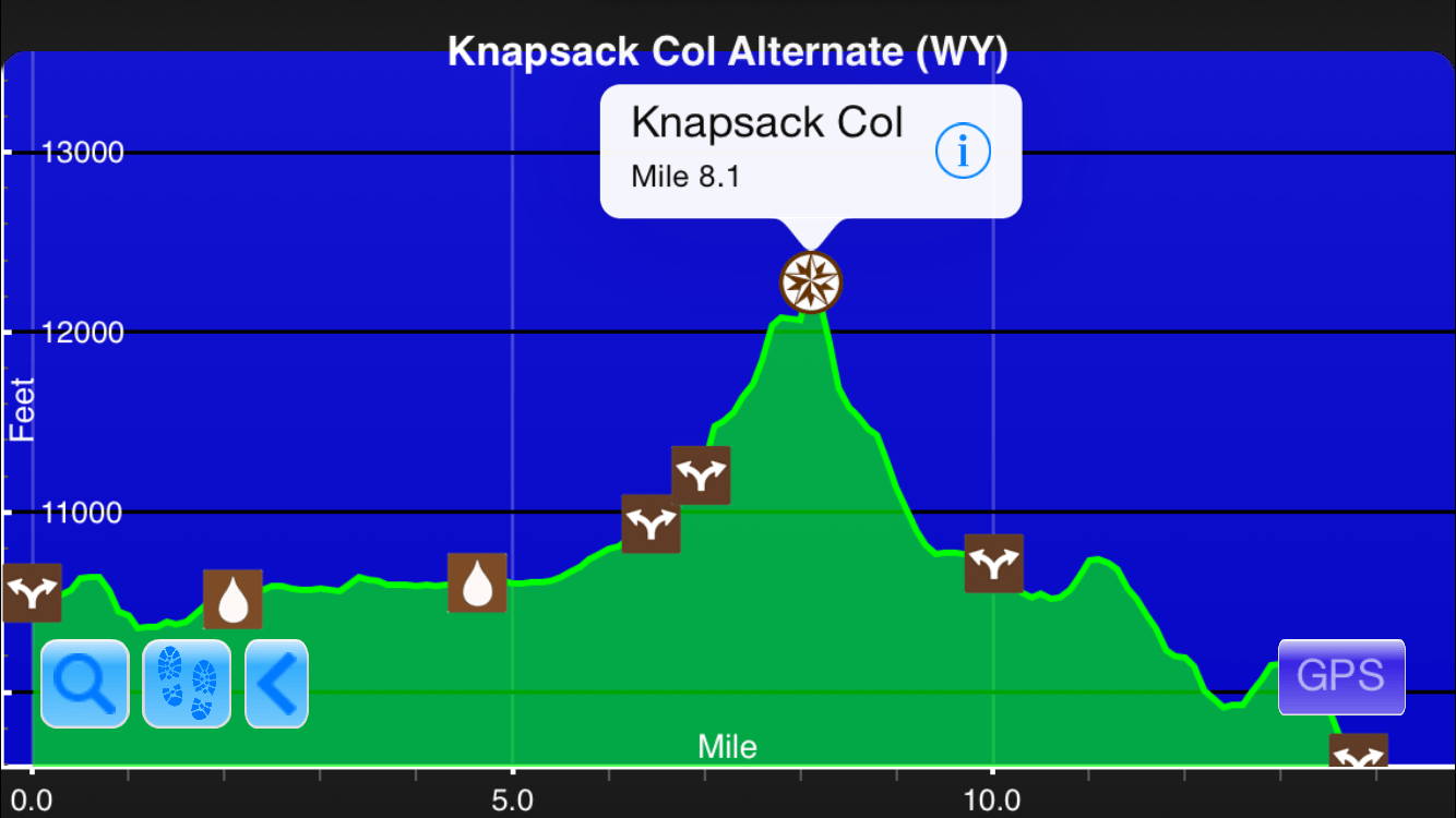 A graph from the Guthook Guides app showing the fourth steepest climb on the Continental Divide Trail.