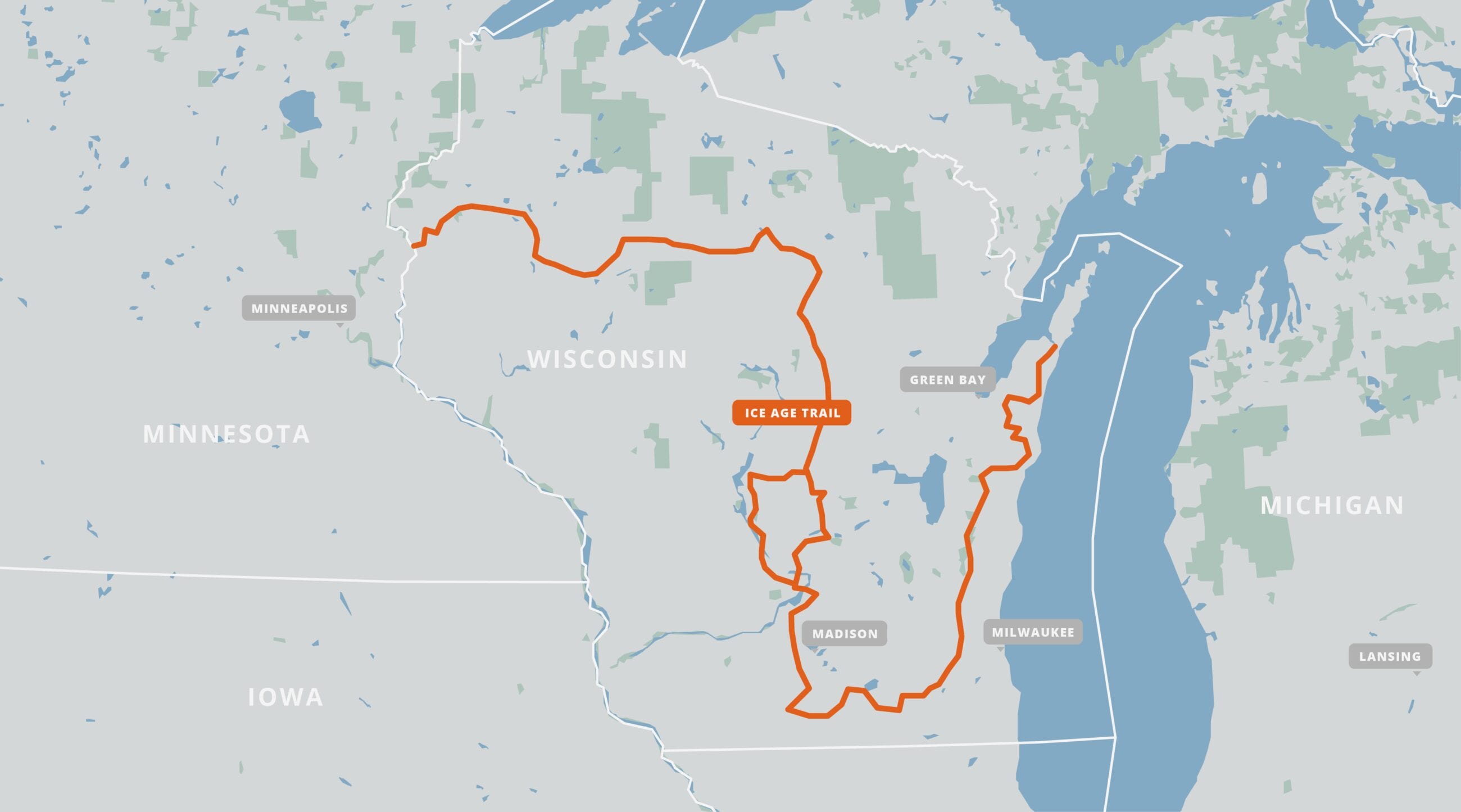 A map of the Ice Age Trail.
