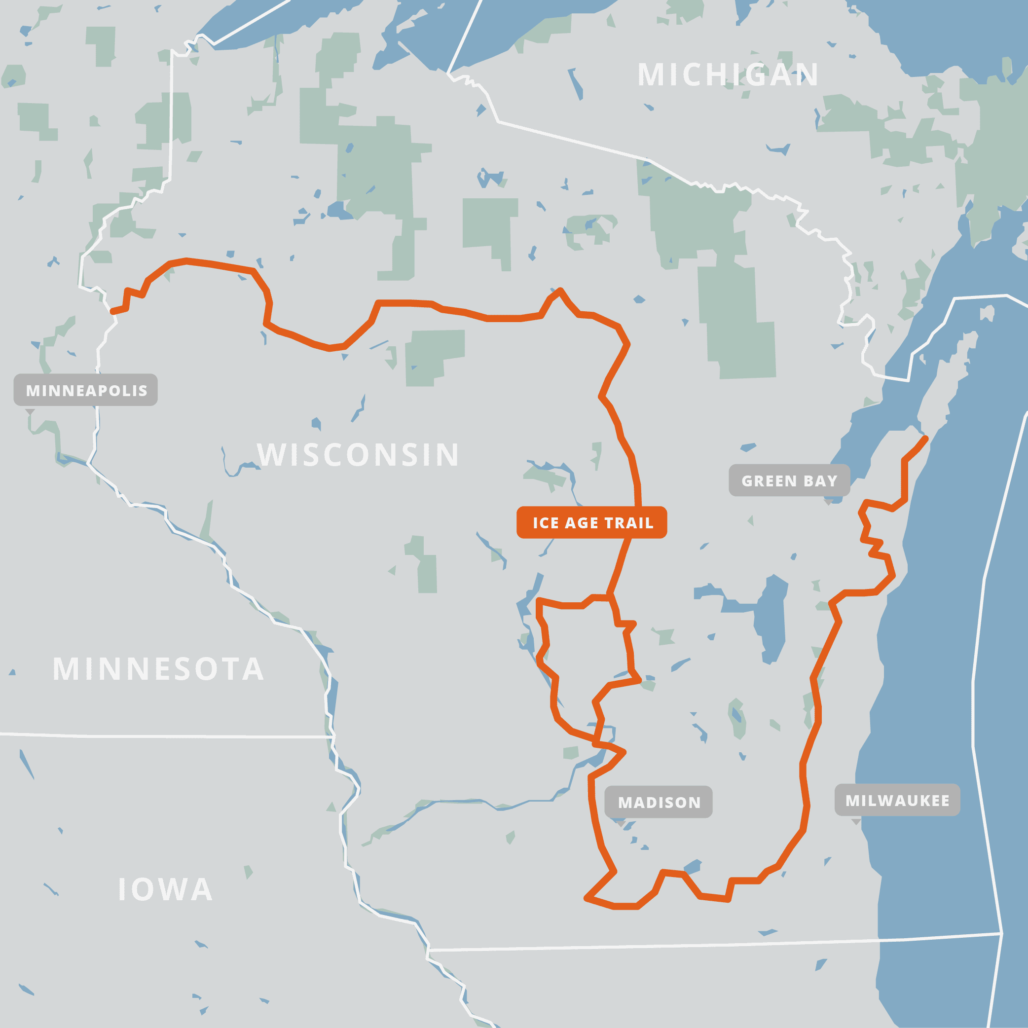 A map of the Ice Age Trail.