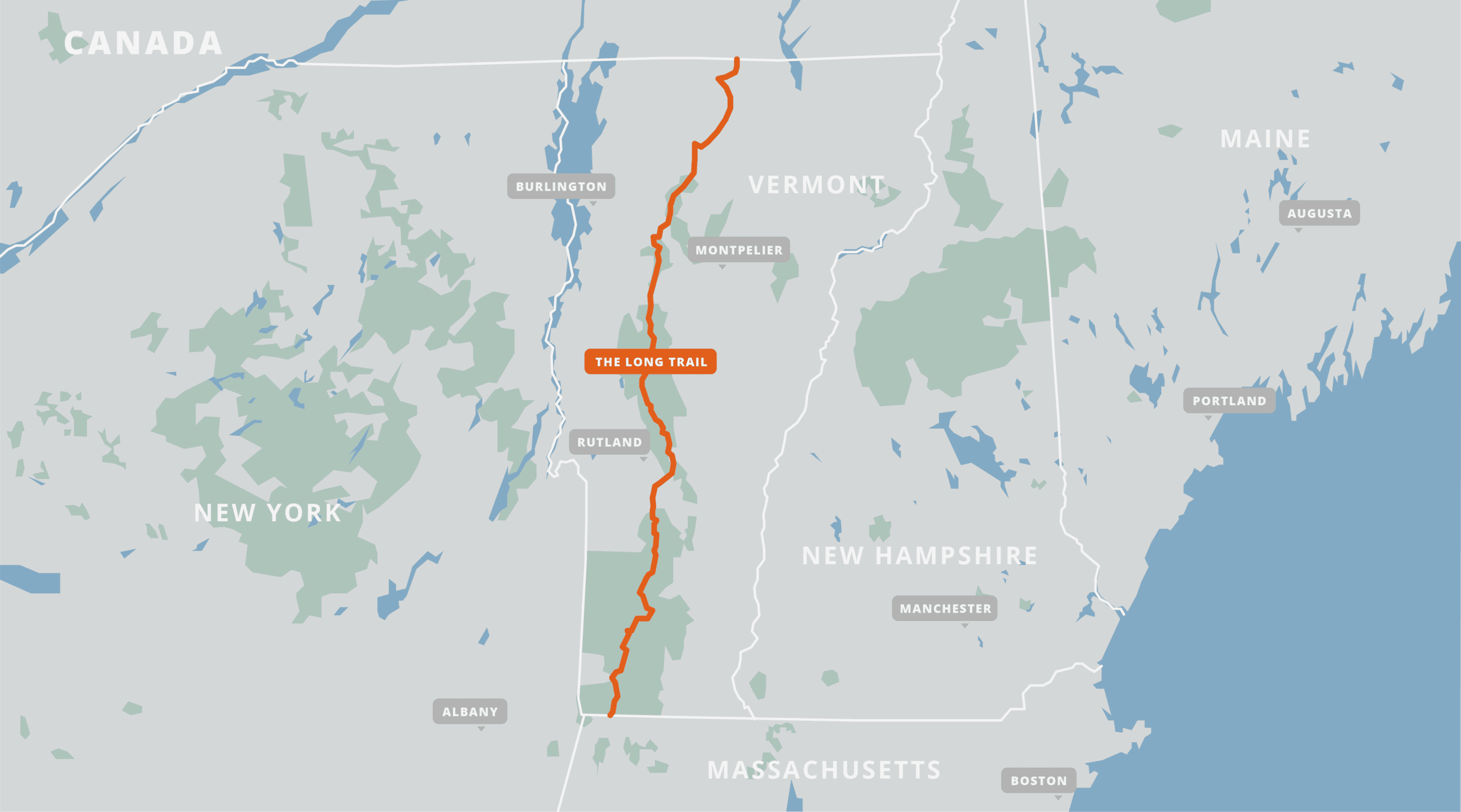 A map of the Long Trail.