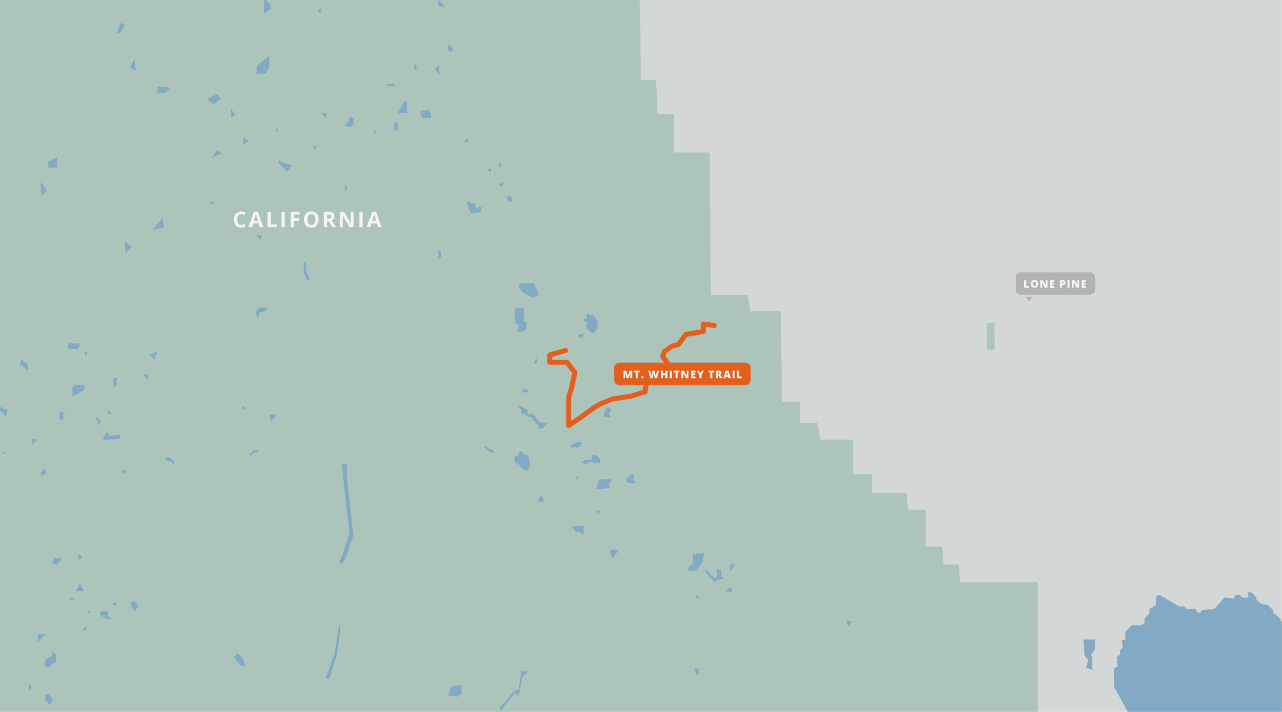A map of the Mt. Whitney Trail.