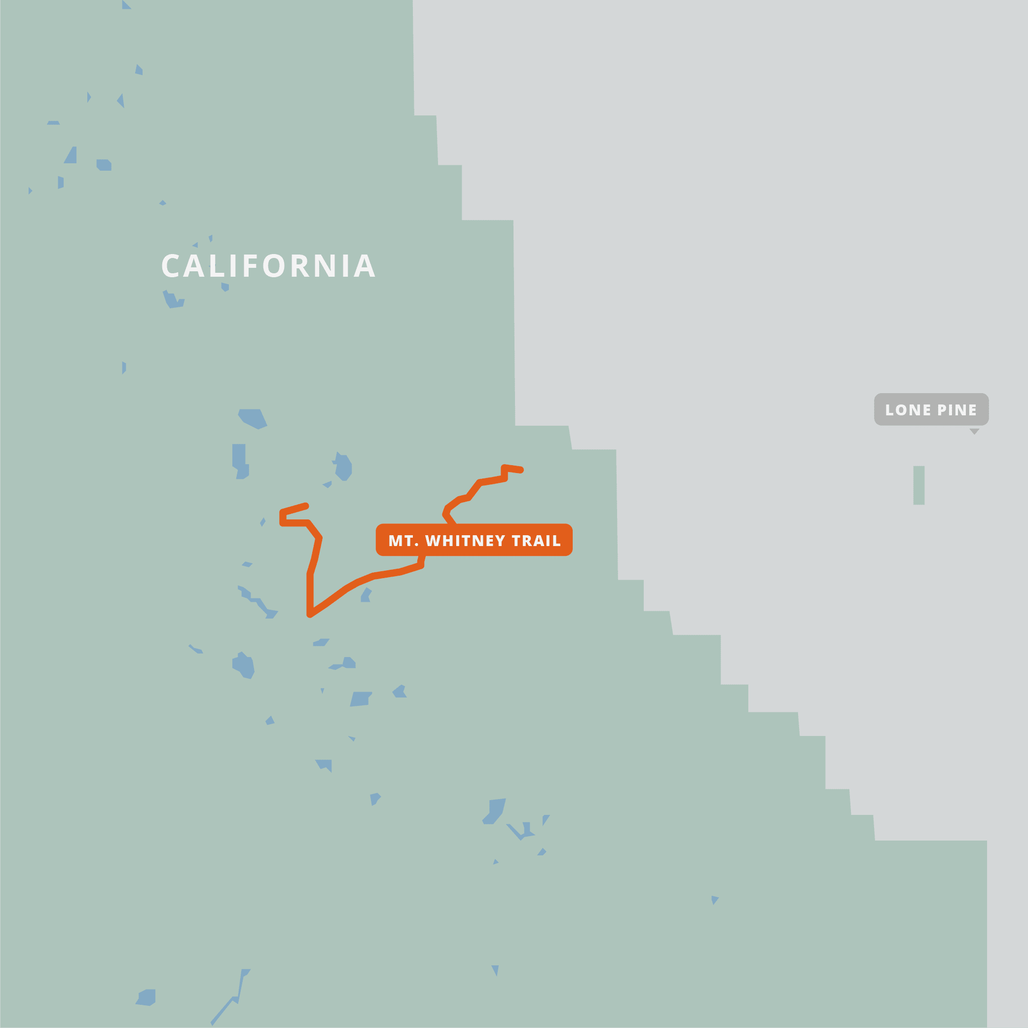 A map of the Mt. Whitney Trail.