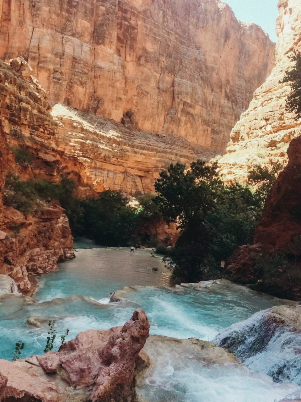 The view from the top of Beaver Falls in Havasupai Falls Canyon.