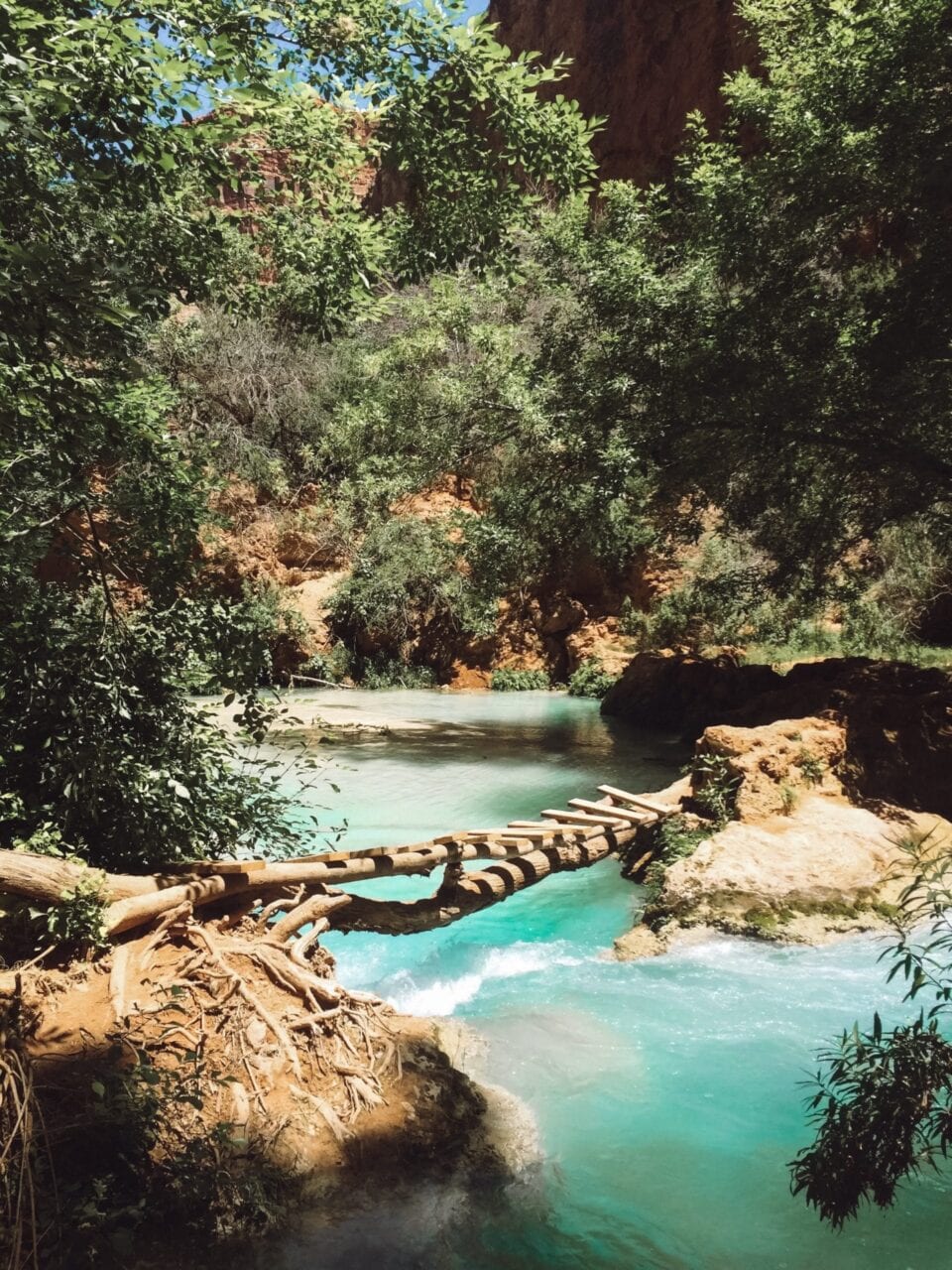 Hiking from Mooney Falls to Beaver Falls in Havasu Canyon.