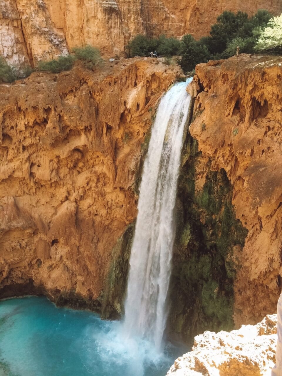 View of Mooney Falls from the top in Havasu Canyon.