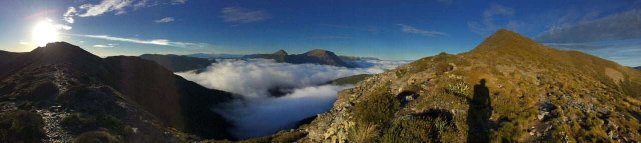 A view of the mountains on the Te Araroa trail.