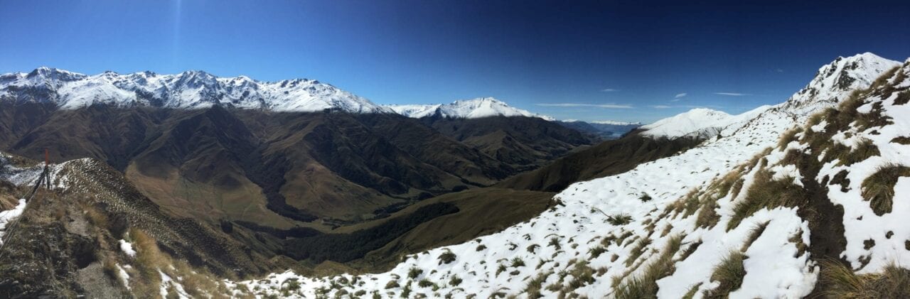 Snow covered mountains on the Te Araroa trail.