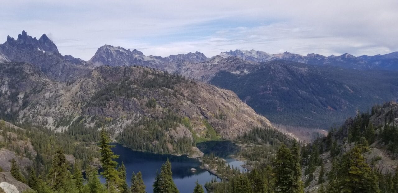 A beautiful view of a mountain and lake.