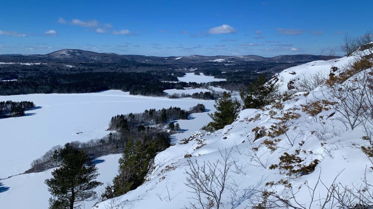 View from Maiden Cliff over Lake Megunticook in Camden Maine