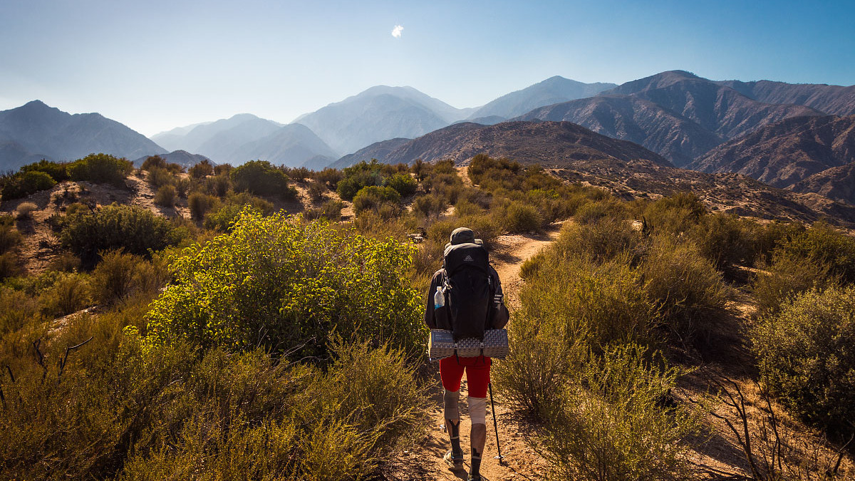 A hiker in the desert.