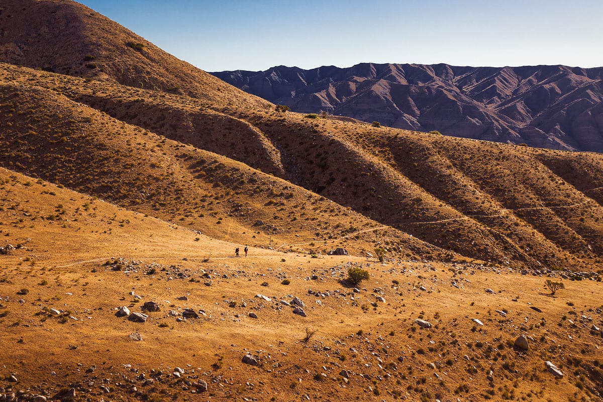 A view of mountains and rocky hills.