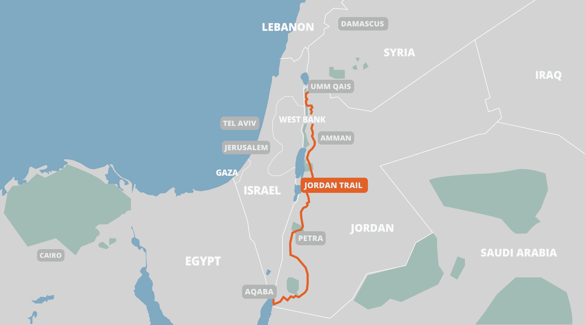 map of the Jordan Trail