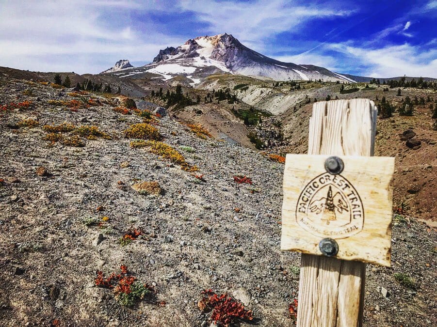 A trail sign on the Pacific Crest Trail.