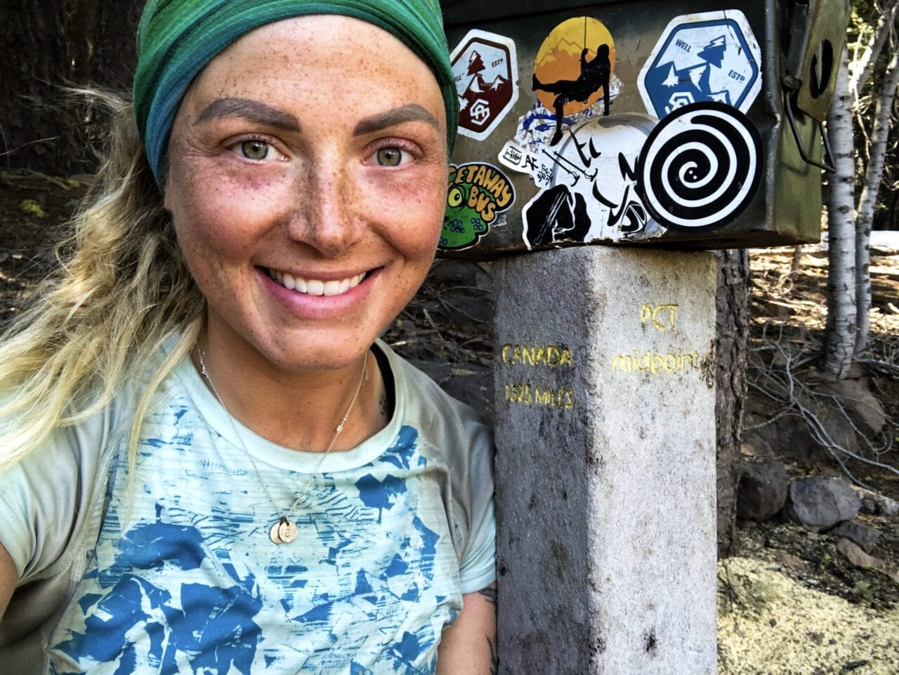 A woman hiking the Pacific Crest Trail.