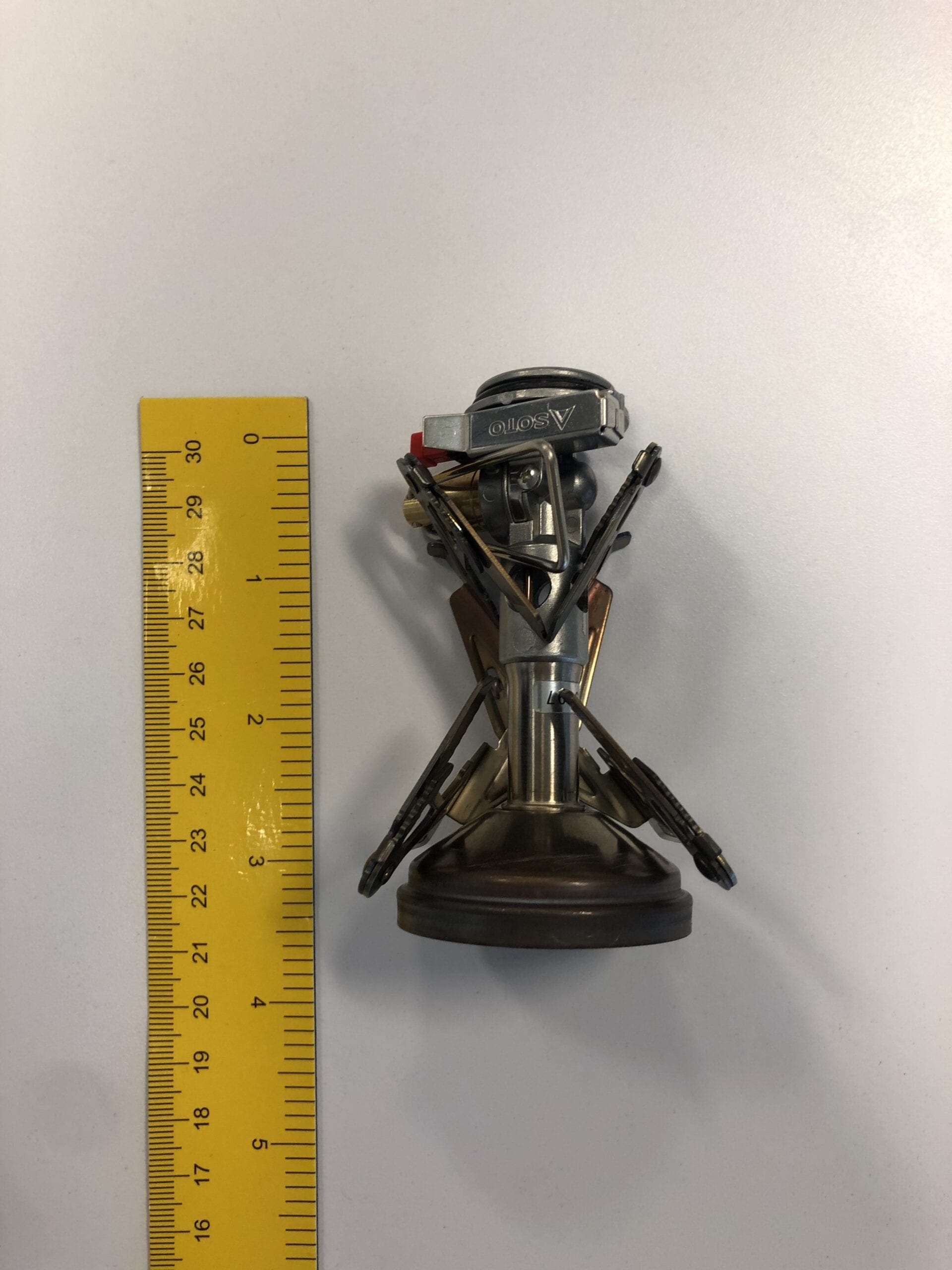 Soto WindMaster Stove measured next to a ruler