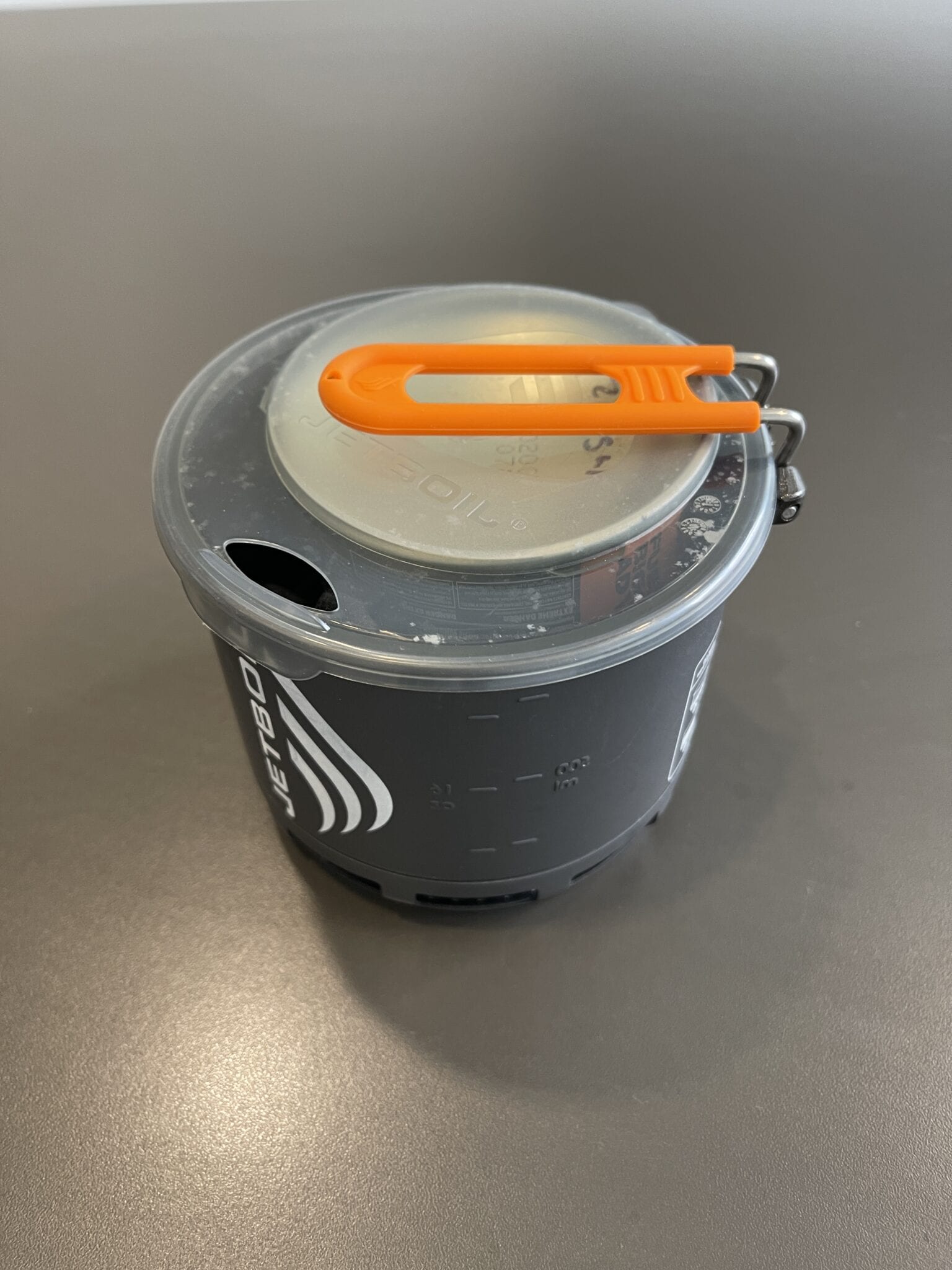 The Jetboil Stash stove system packed into the cooking pot.