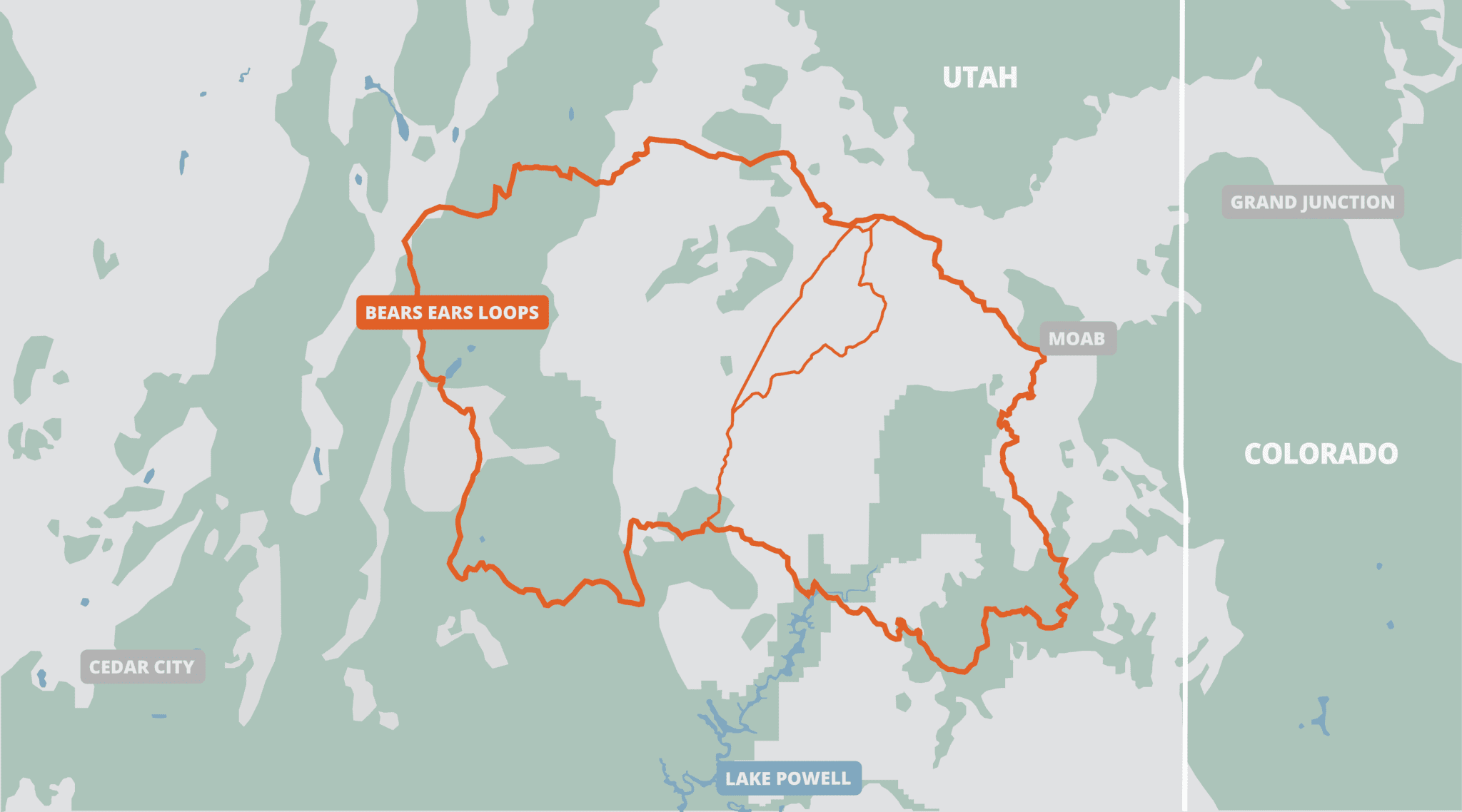 Illustrated map of the bears ears loops