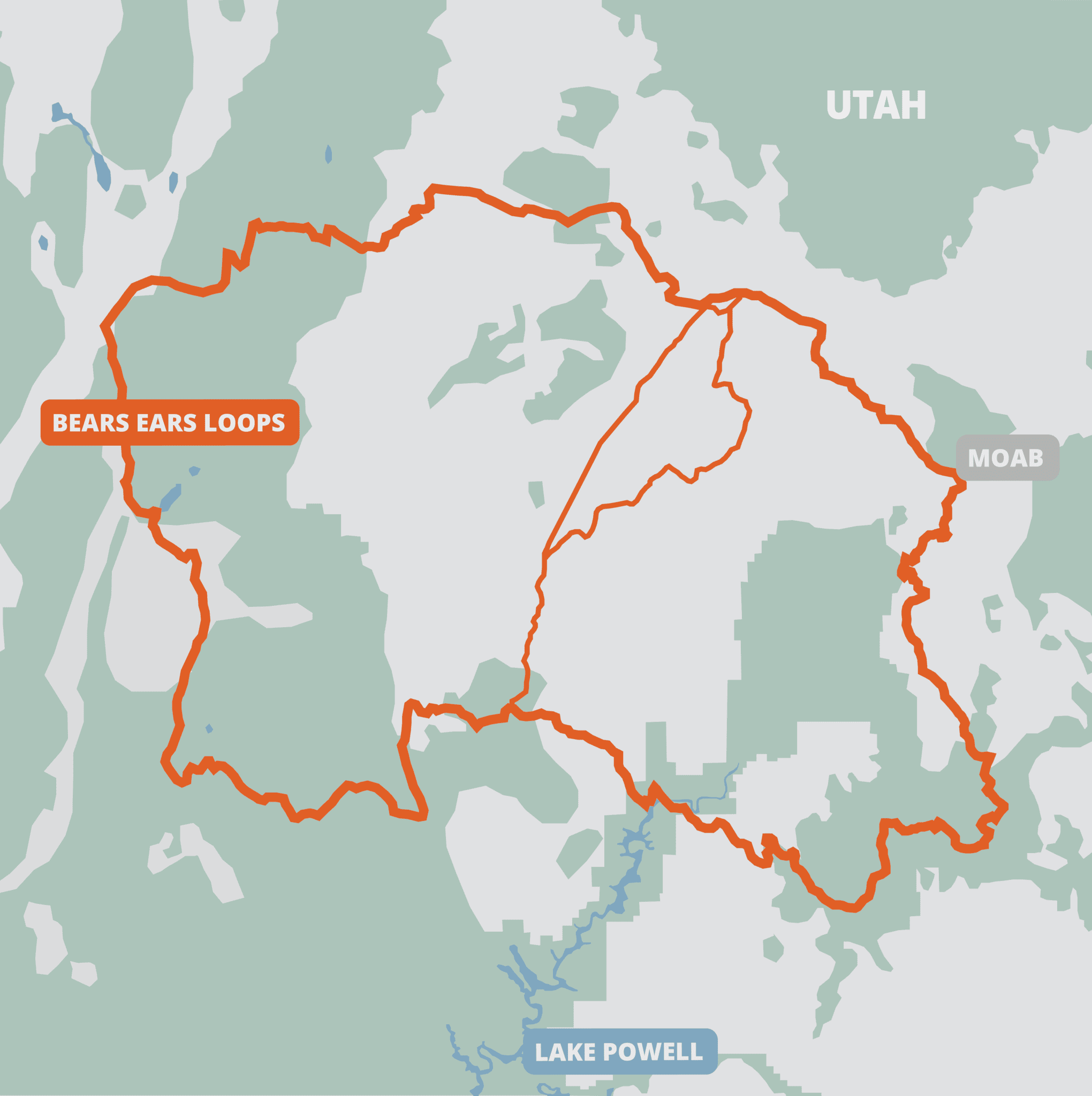 Illustrated map of the bears ears loops